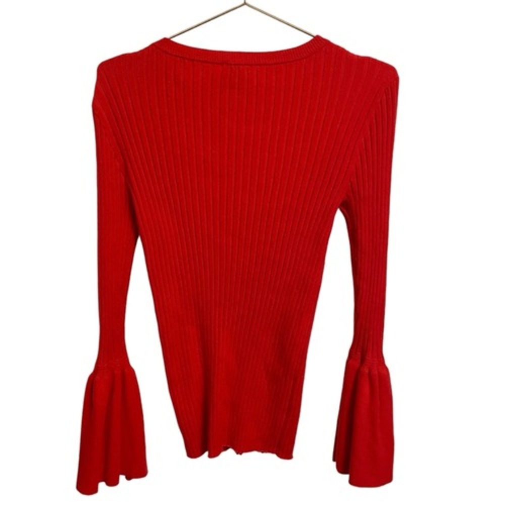 Cabi Womens Red Ribbed Bell Sleeve Button Front Cardigan Sweater 5285 Size S - Picture 6 of 8